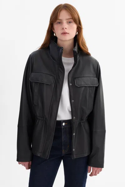 Lamarque Jules Leather Anorak Jacket In Black
