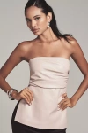 Lamarque June Faux-leather Strapless Top In Pink