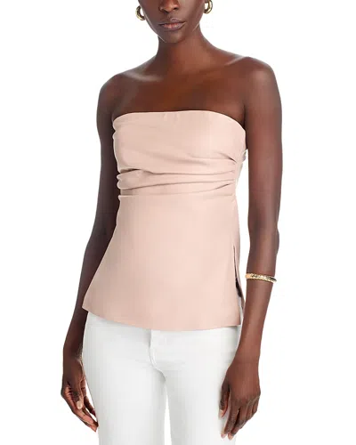 Lamarque Juni Faux Leather Strapless Bustier Top In Rose