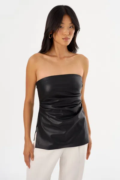 Lamarque Juni Faux Leather Strapless Top In Black
