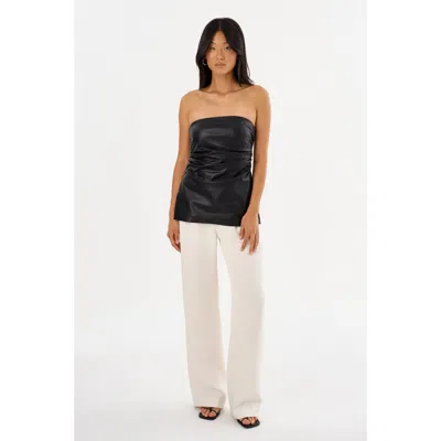Lamarque Juni Faux Leather Strapless Top In Black