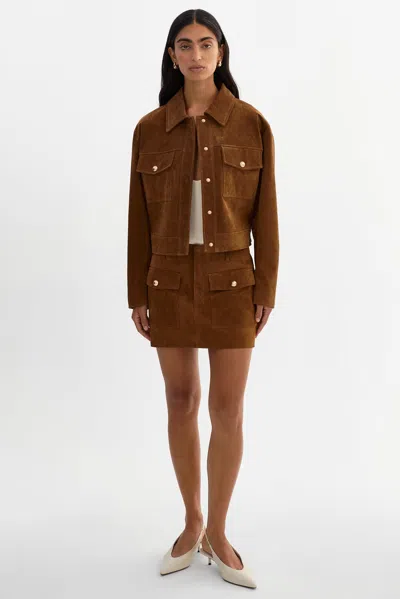 Lamarque Kasia Genuine Suede Cargo Skirt In Brown