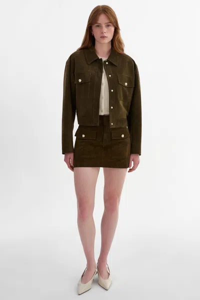 Lamarque Kasia Genuine Suede Cargo Skirt In Brown