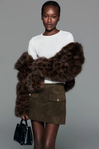 Lamarque Kasia Suede Mini Skirt In Animal Print