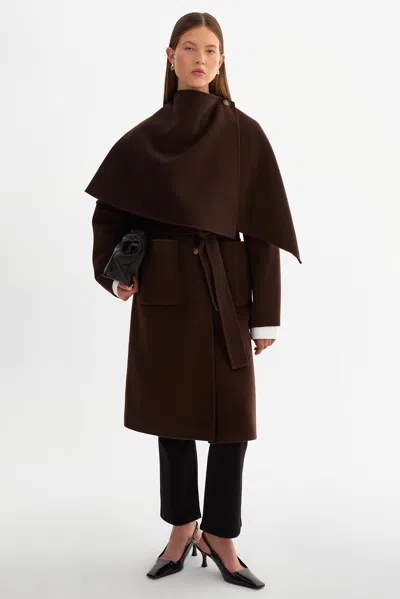 Lamarque Katie Reversible Wool Coat In Brown
