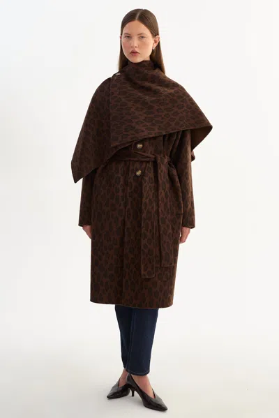 Lamarque Katie Reversible Wool Coat In Brown