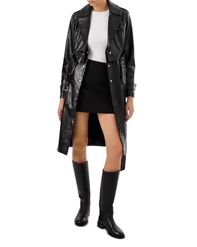 Lamarque Katija Convertible Faux Leather Trench Coat In Black