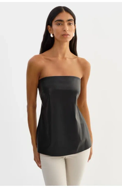 Lamarque Katya | Faux Leather Open Back Strapless Top In Black