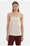 Lamarque Katya | Faux Leather Open Back Strapless Top In White