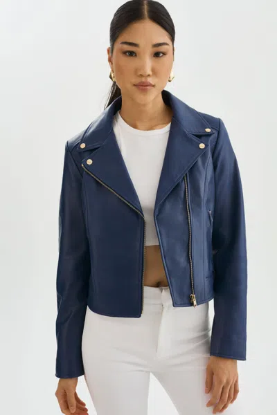 Lamarque Kelsey Gold Leather Biker Jacket