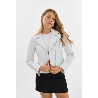 LAMARQUE KELSEY LEATHER BIKER JACKET CHAMPAGNE HARDWARE