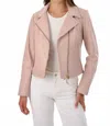 Lamarque Kelsey Leather Biker Jacket In Rose In Pink