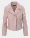 Lamarque Kelsey Leather Biker Jacket In Rose