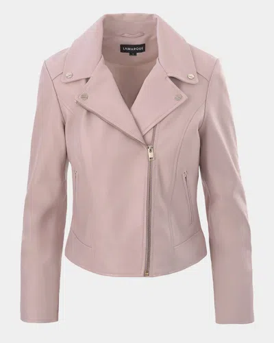 Lamarque Kelsey Leather Biker Jacket In Rose