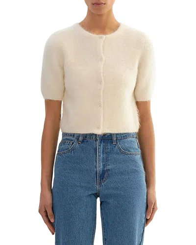 Lamarque Kendra Cropped Alpaca Blend Cardigan Sweater In Neutral