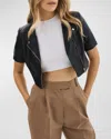 Lamarque Kirsi 21 Short-sleeve Cropped Leather Jacket In Black