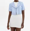 Lamarque Kirsi Crop Biker Jacket In Cool Blue