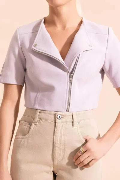 Lamarque Kirsi Cropped Biker Jacket In Lilac In Purple