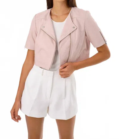 Lamarque Kirsi Cropped Biker Jacket In Pink Denim