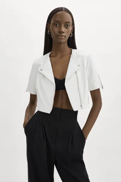 Lamarque Kirsi Cropped Biker Jacket In White