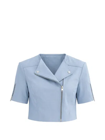 Lamarque Kirsi Cropped Leather Jacket In Blue