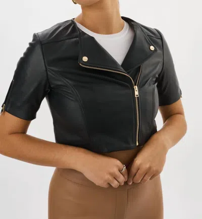 Lamarque Kirsi Short-sleeve Leather Jacket In Black