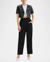 Lamarque Kirsi Short-sleeve Leather Jacket In Black