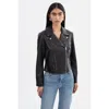 Lamarque Klea Recycled Leather Biker Jacket In Black