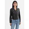 Lamarque Klea Recycled Leather Biker Jacket In Black