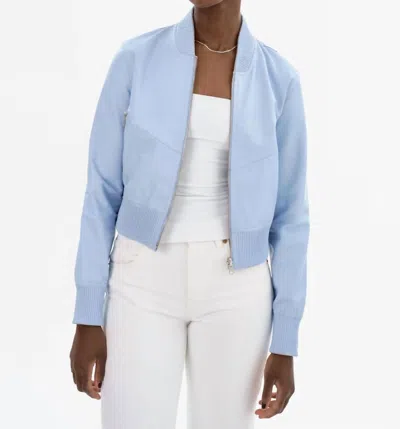 Lamarque Kordella Reversible Leather Bomber In Cool Blue / Silver
