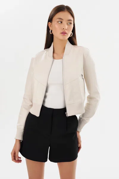 Lamarque Kordella Reversible Leather Bomber Jacket In White