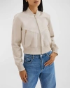 Lamarque Kordella Reversible Leather Bomber Jacket In Bone