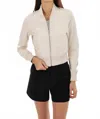 Lamarque Kordella Reversible Leather Bomber Jacket In Whisper White/silver In Neutral