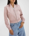 Lamarque Kordella Reversible Leather Bomber Jacket In Rose/silver Foil