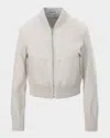 Lamarque Kordella Reversible Leather Bomber Jacket In Whisper White Silver