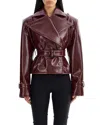 Lamarque Ladies Belted Faux Leather Jacket In Brown