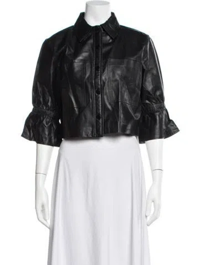 Pre-owned Lamarque Lamb Leather Biker Jacket In Black