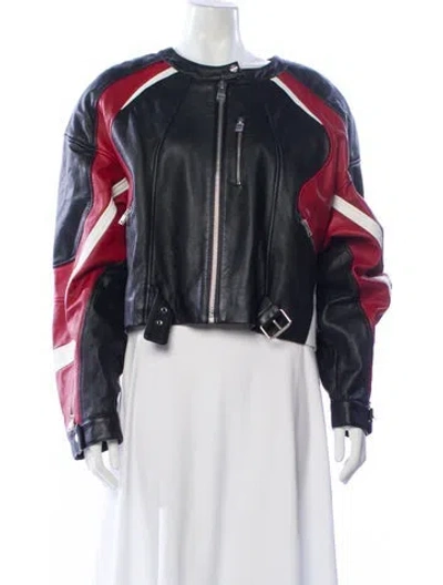 Pre-owned Lamarque Lamb Leather Biker Jacket In Multi