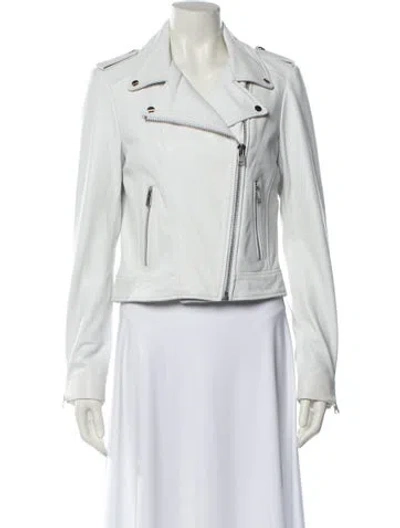 Pre-owned Lamarque Lamb Leather Biker Jacket In Neutral