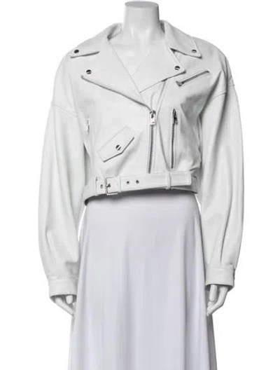 Pre-owned Lamarque Lamb Leather Biker Jacket In Neutrals