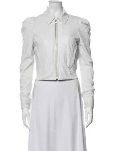 Pre-owned Lamarque Lamb Leather Biker Jacket In Neutrals