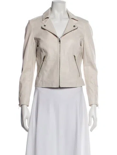 Pre-owned Lamarque Lamb Leather Biker Jacket In Purple