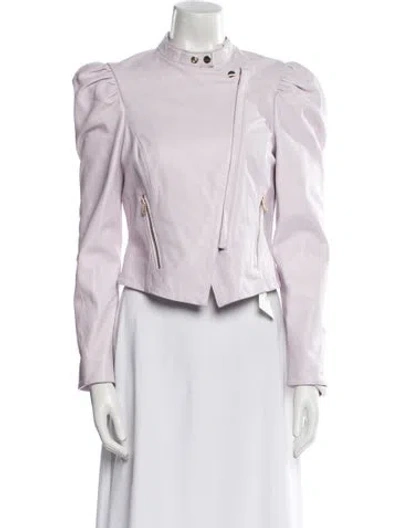Pre-owned Lamarque Lamb Leather Biker Jacket W/ Tags In Purple