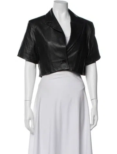 Pre-owned Lamarque Lamb Leather Bolero In Black