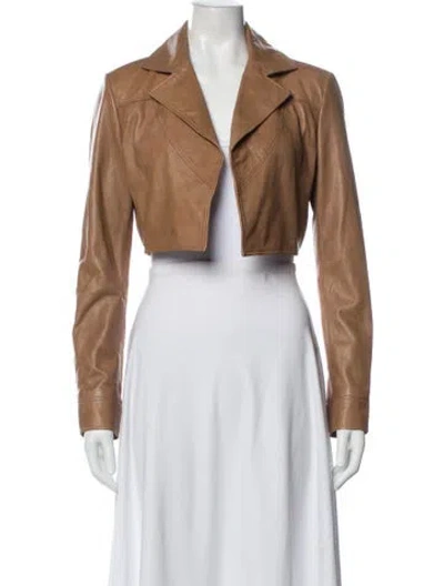 Pre-owned Lamarque Lamb Leather Bolero In Brown