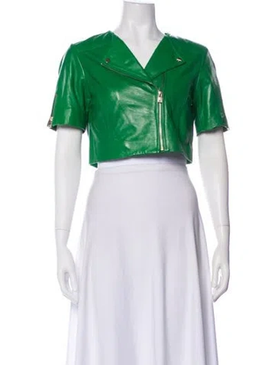 Pre-owned Lamarque Lamb Leather Bolero In Green