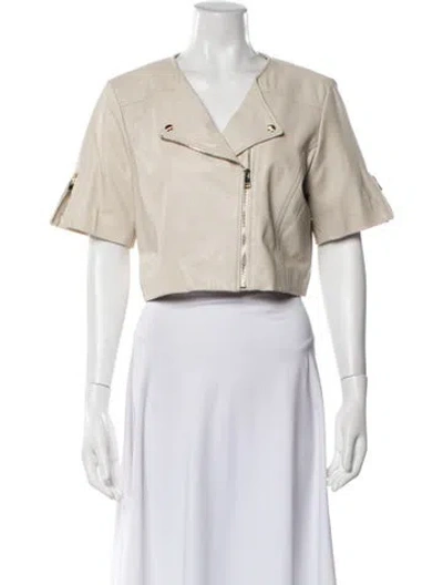 Pre-owned Lamarque Lamb Leather Bolero In Neutral