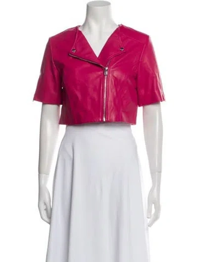 Pre-owned Lamarque Lamb Leather Bolero W/ Tags In Blue