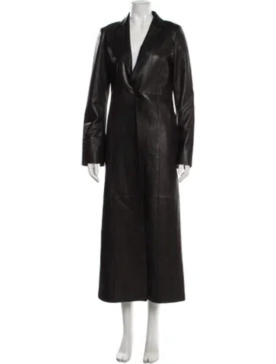 Pre-owned Lamarque Lamb Leather Coat In Black