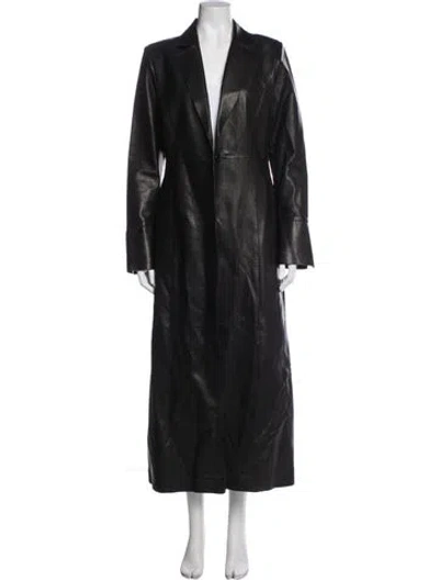 Pre-owned Lamarque Lamb Leather Coat In Black